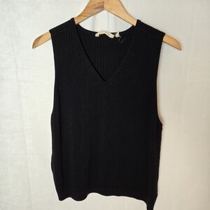 Soft Surroundings Soft Essential Ribbed Sweater Tank Top V-Neck Black 3XL